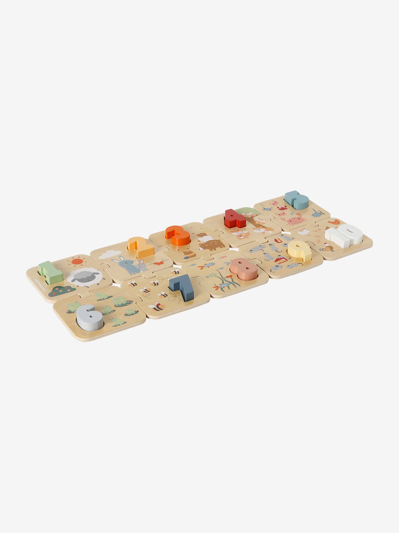 Puzzle des chiffres 2 en 1 en bois FSC® vert (Vertbaudet) - Image 1