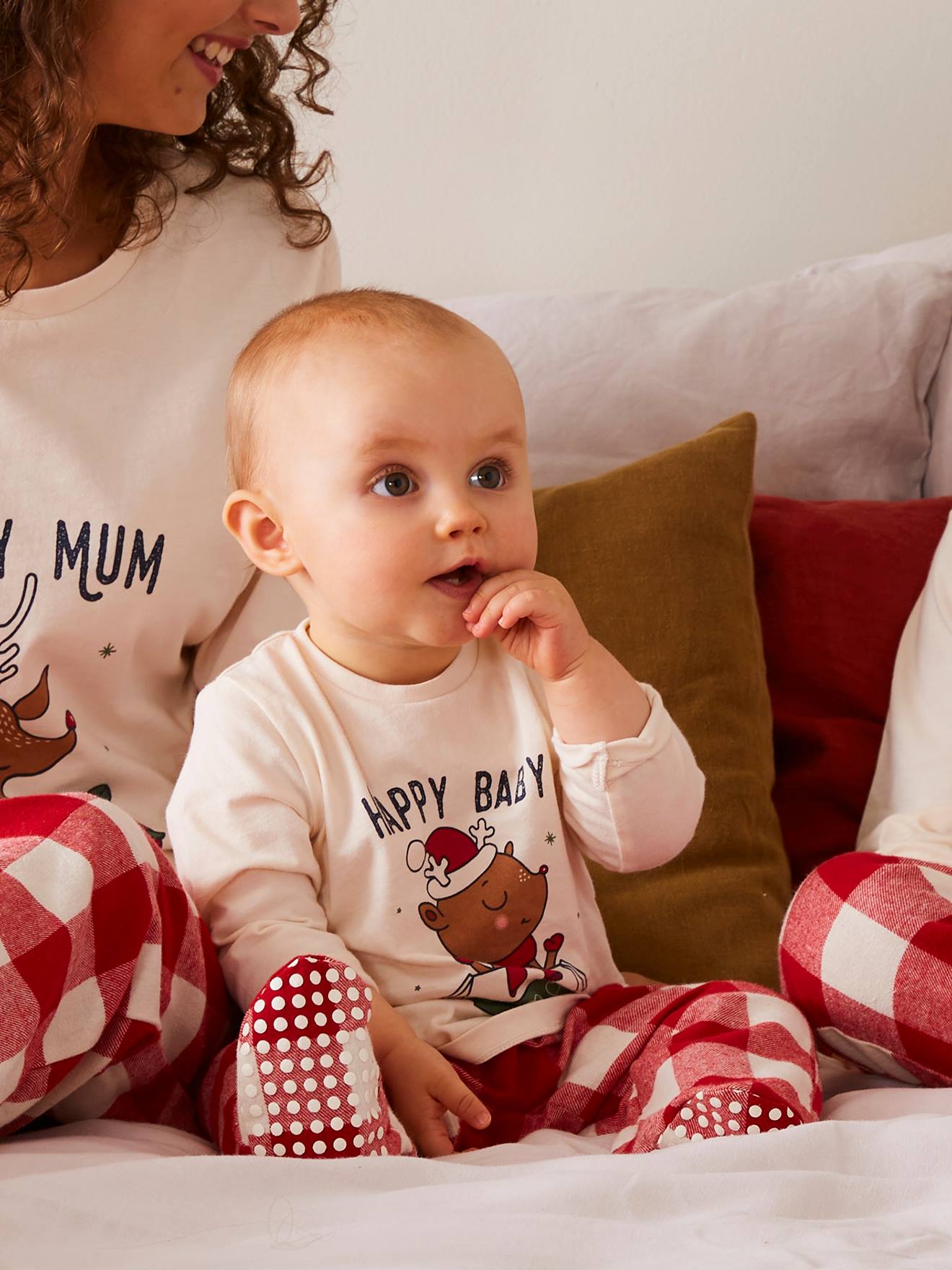 Pyjama bébé spécial Noël capsule famille écru