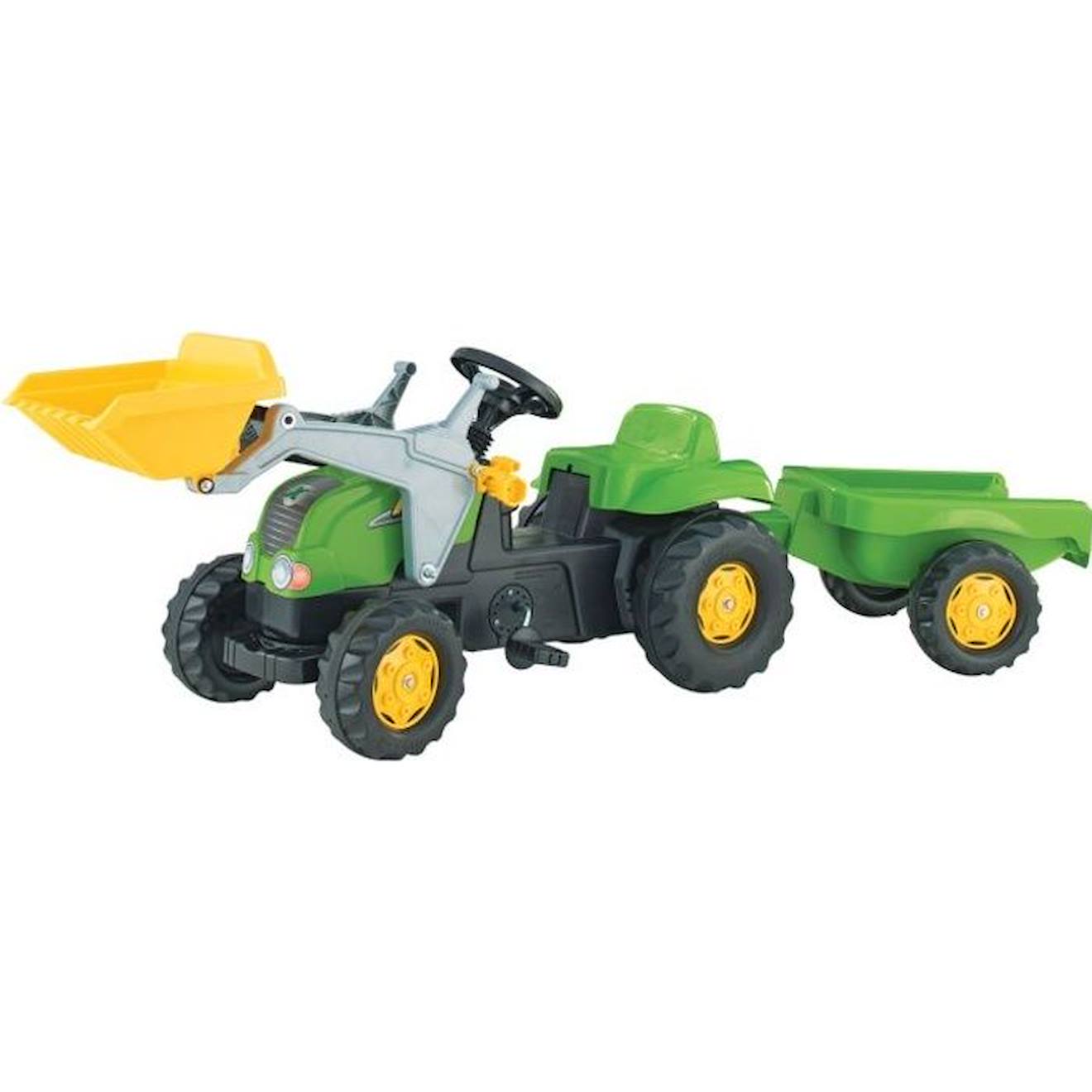Tracteur À Pédales Rollykid - Rolly Toys - Vert - Chargeur Et Remorque Fonctionnels Vert