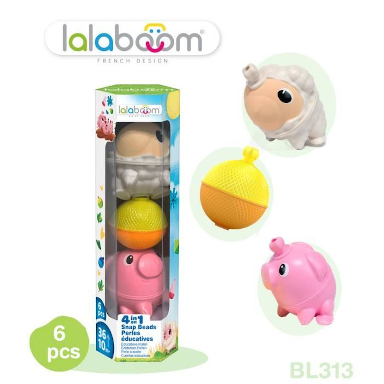Perles Éducatives Lalaboom - Mouton Et Cochon - 6 Pcs Blanc
