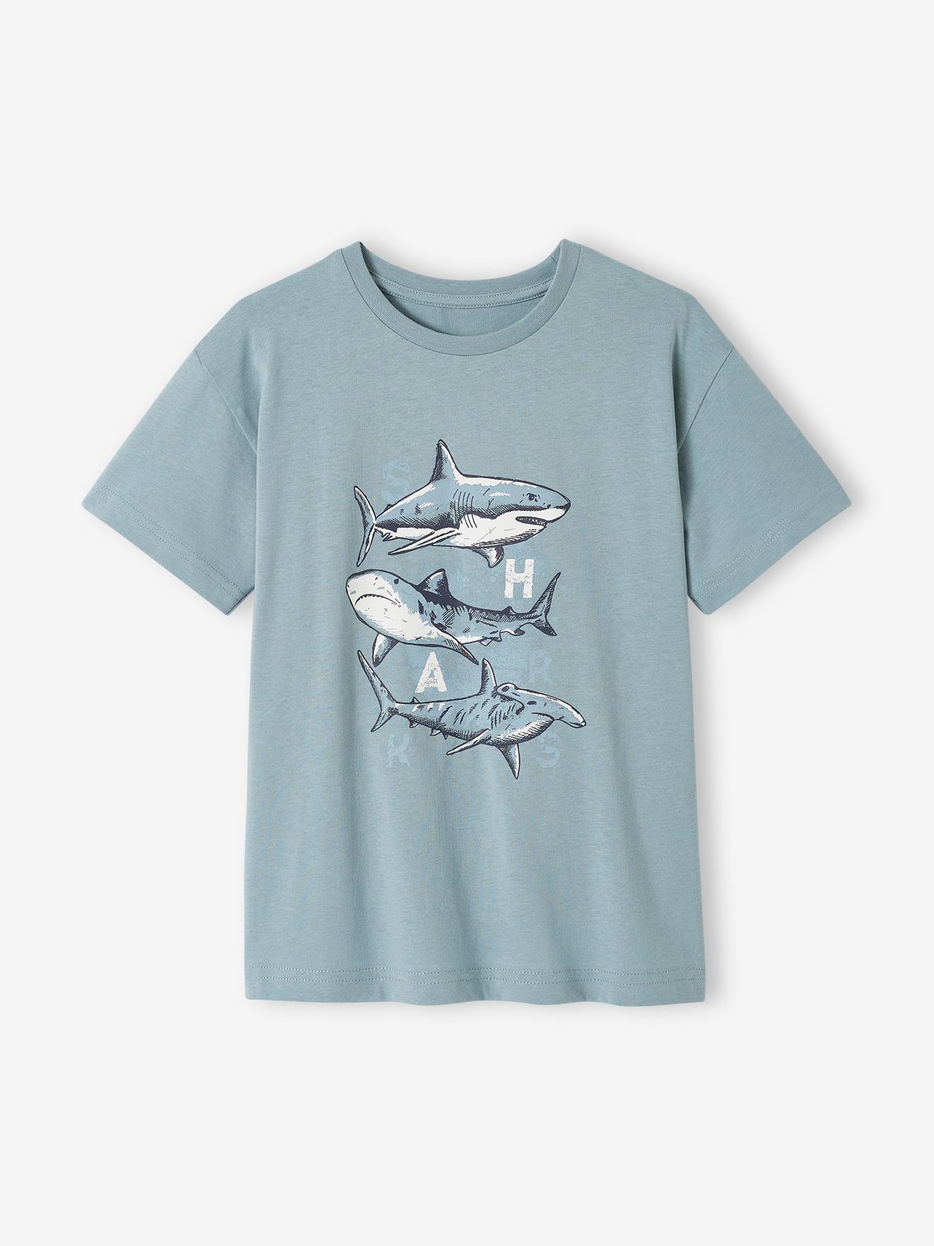 T-shirt motif animalier garçon bleu grisé