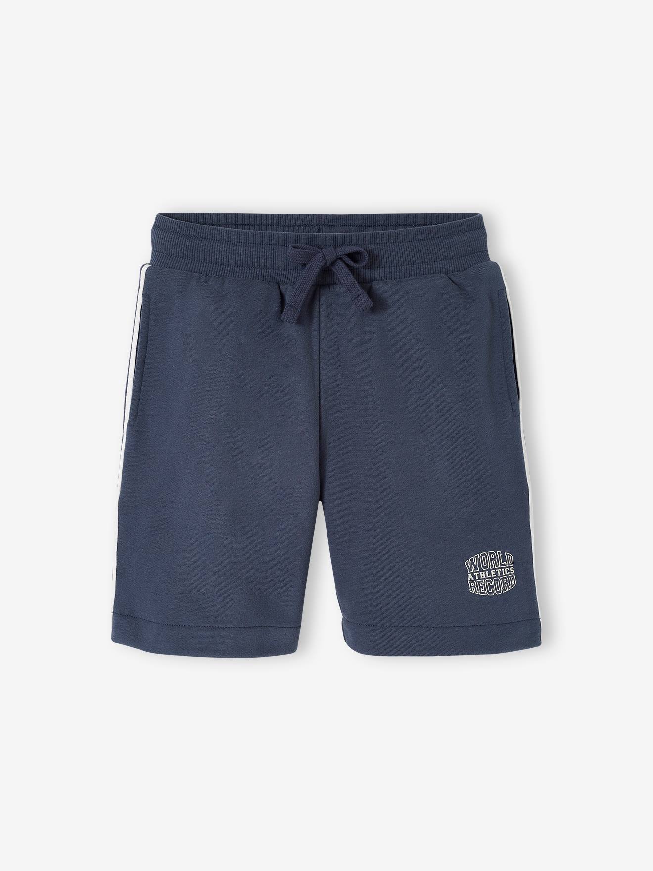 Short sport garçon avec bandes côtés marine