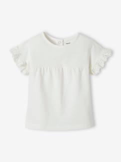 Vêtements bébé et enfants à personnaliser-T-shirt manches volantées personnalisable bébé coton biologique