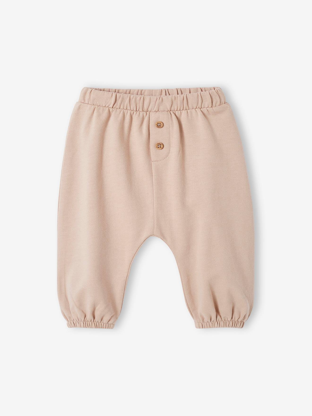 Pantalon naissance en molleton bébé beige