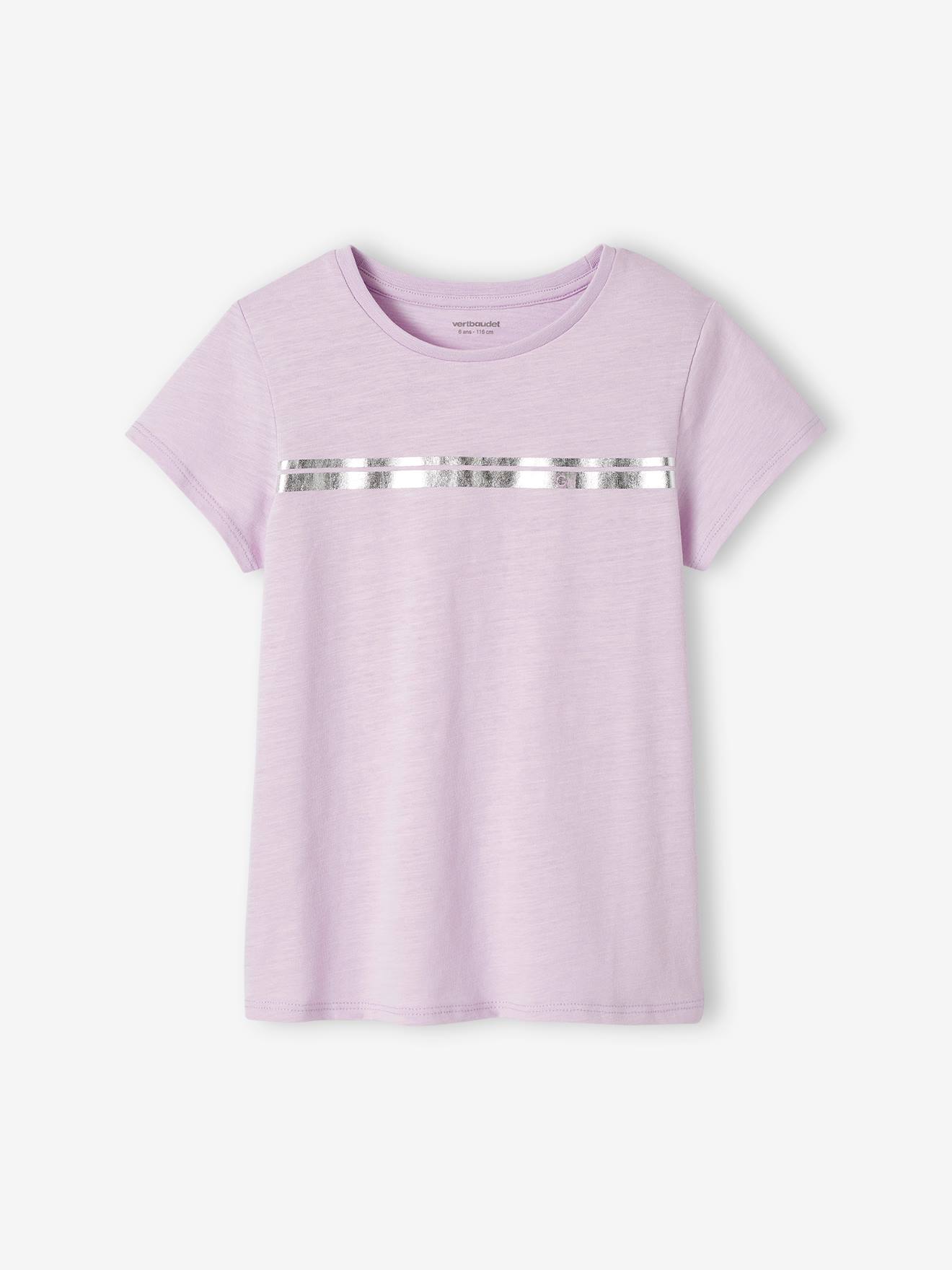 T-shirt de sport Basics fille rayures irisées placées lilas