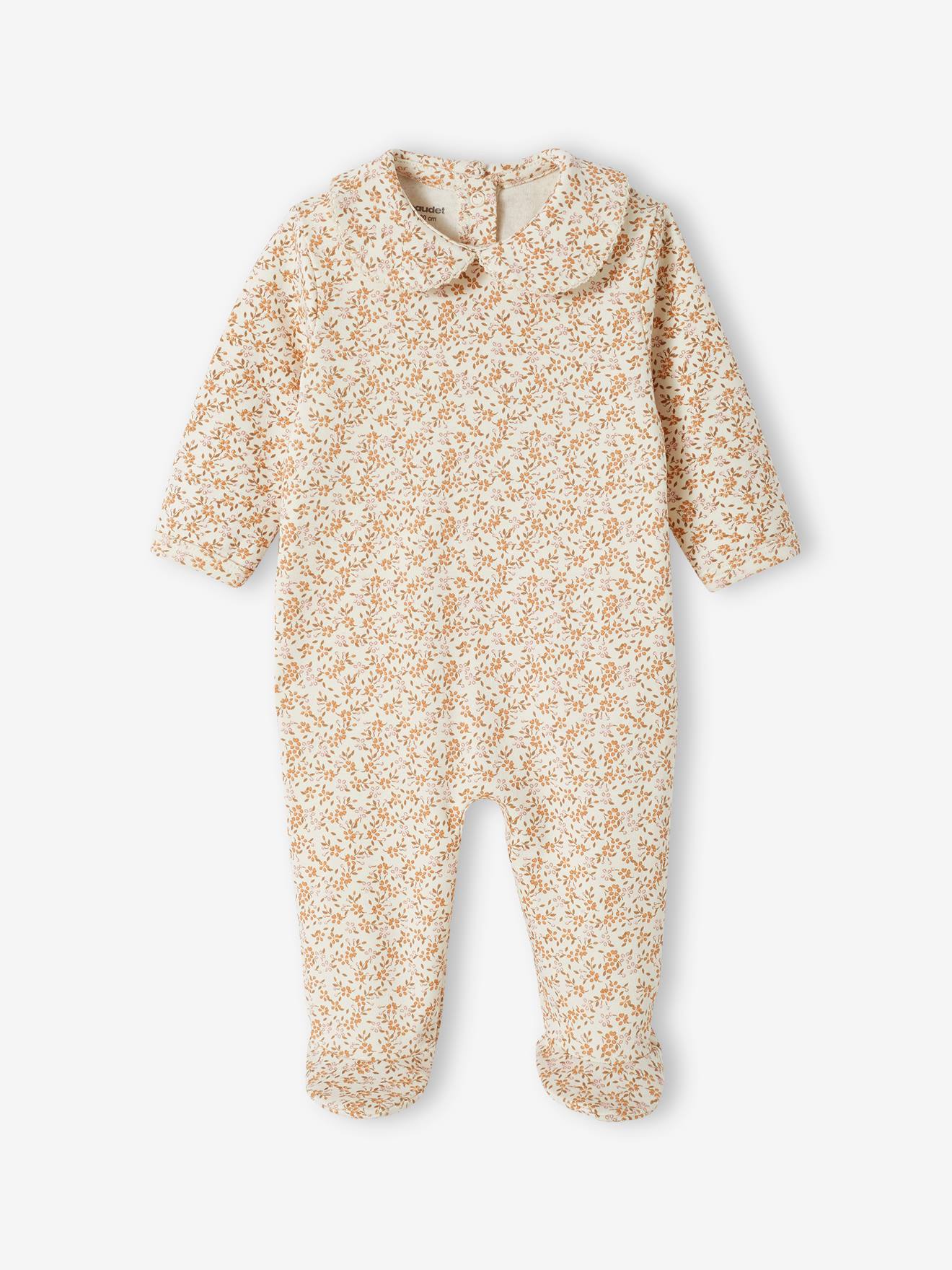 Dors-bien fleuri bébé en interlock écru