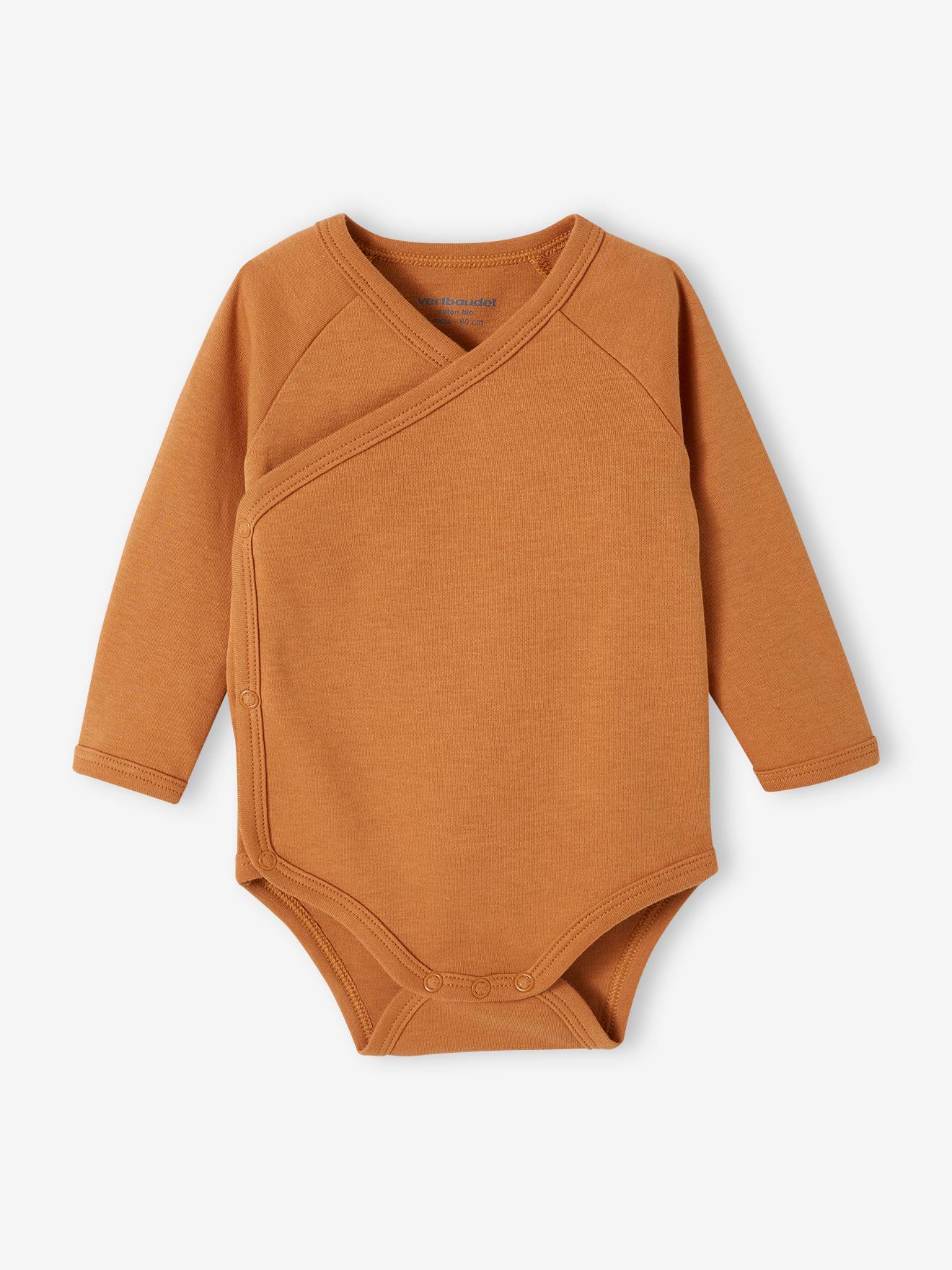 Lot de 5 bodies ouverture naissance bébé en coton biologique taupe (Vertbaudet) - Image 2