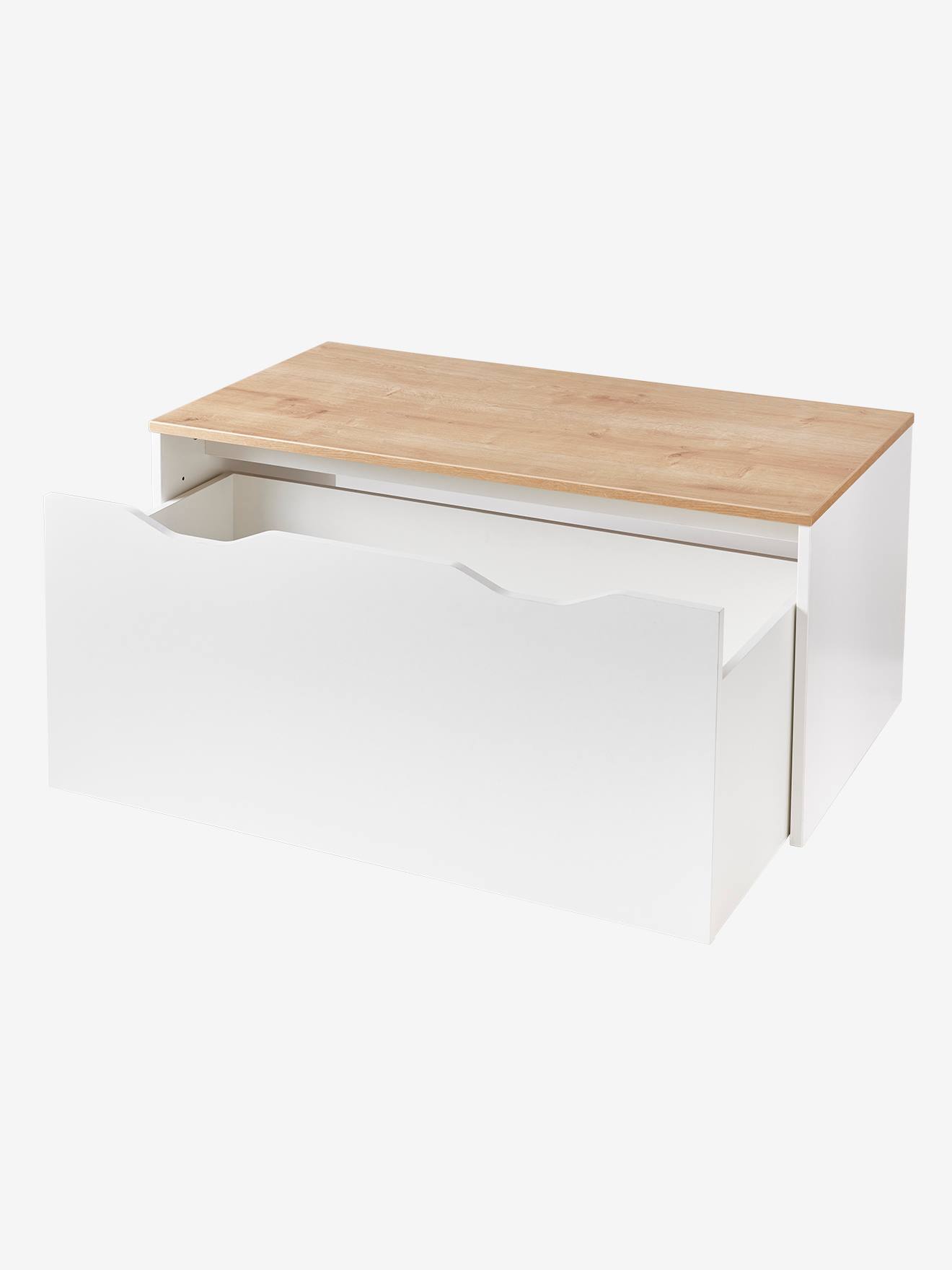 Coffre de rangement / banc à roulettes blanc (Vertbaudet) - Image 1