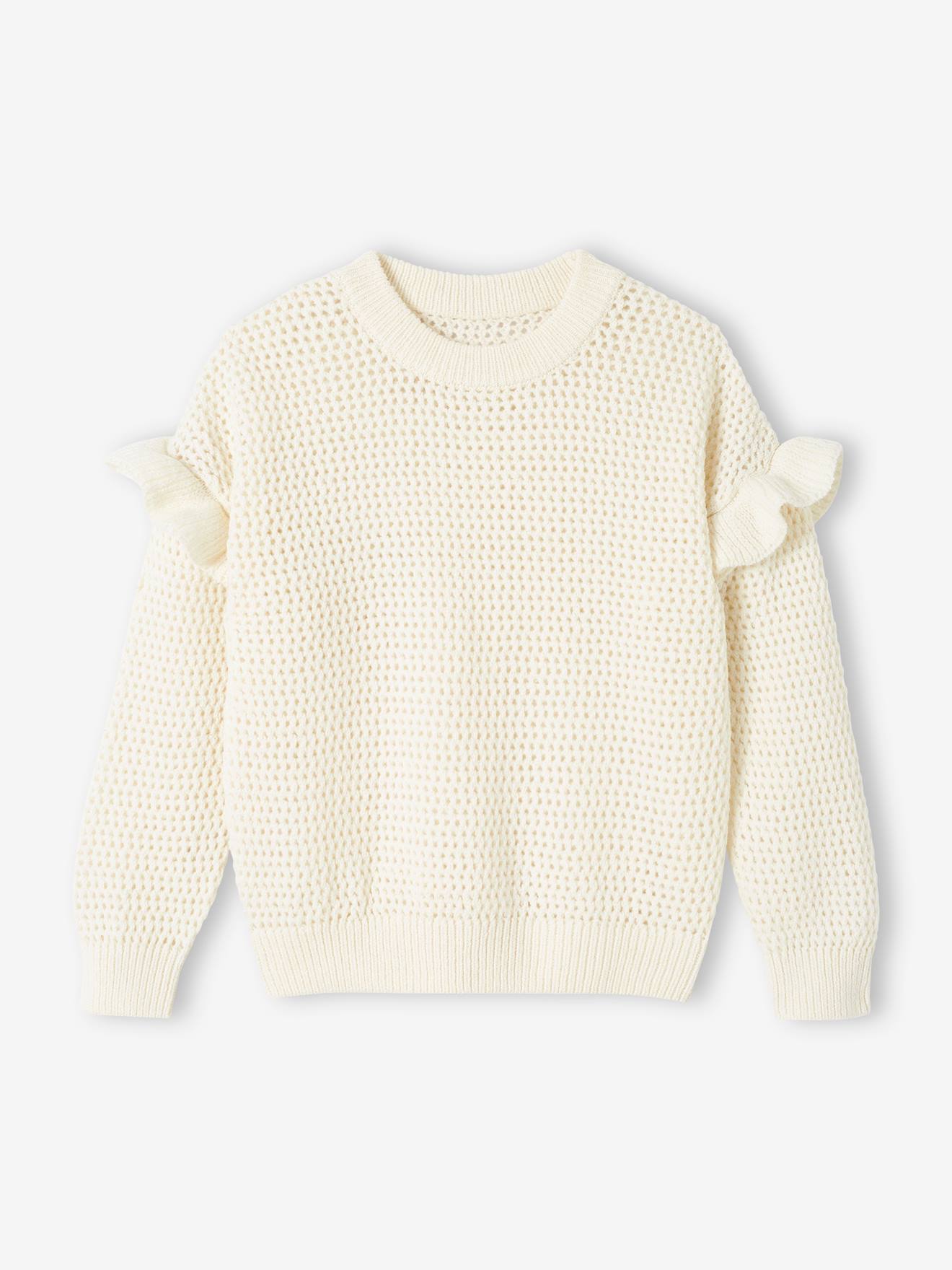Pull à volants en maille fantaisie fille