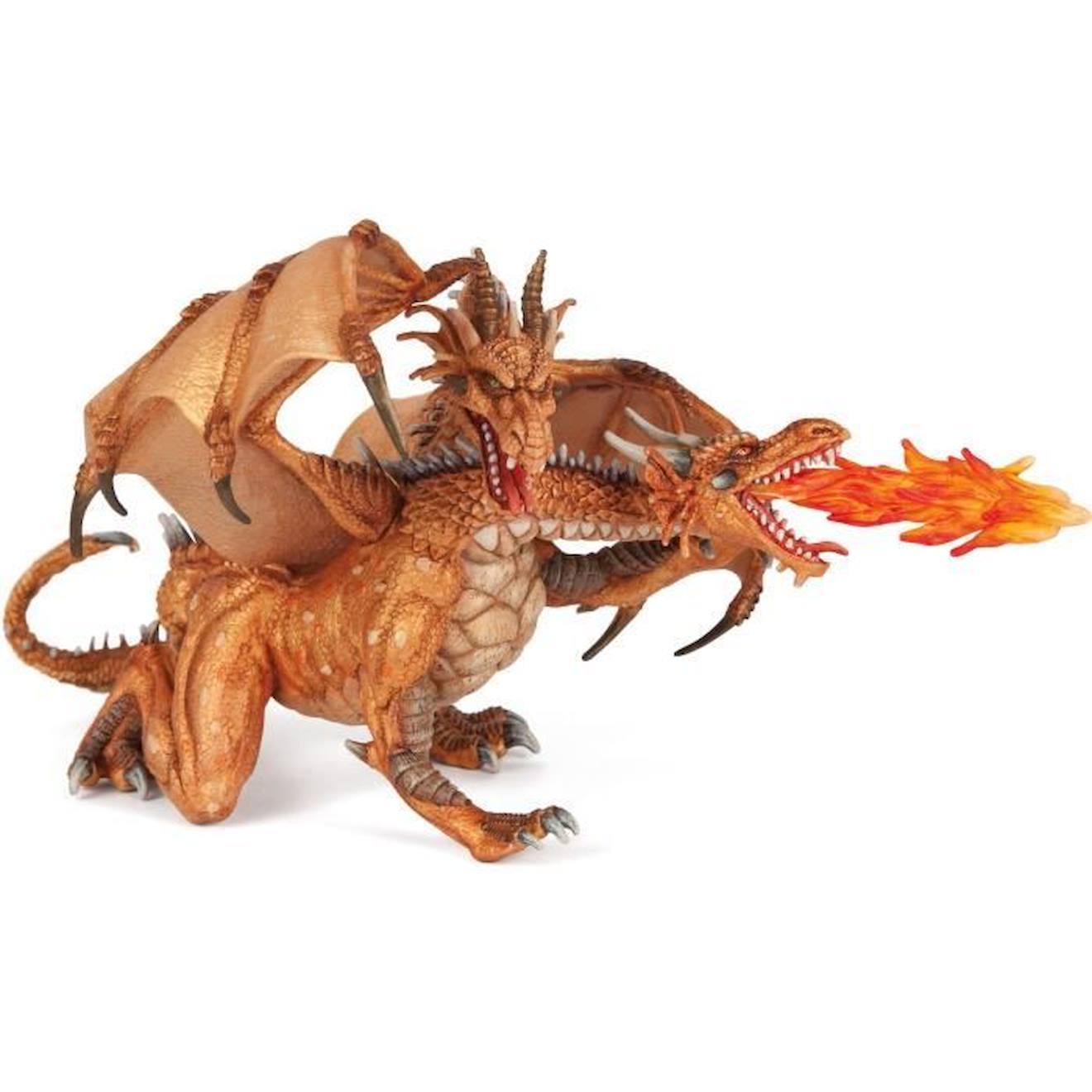 Figurine Dragon Deux Têtes Or - Papo - Le Monde Fantastique - Pour Enfant À Partir De 3 Ans Orange