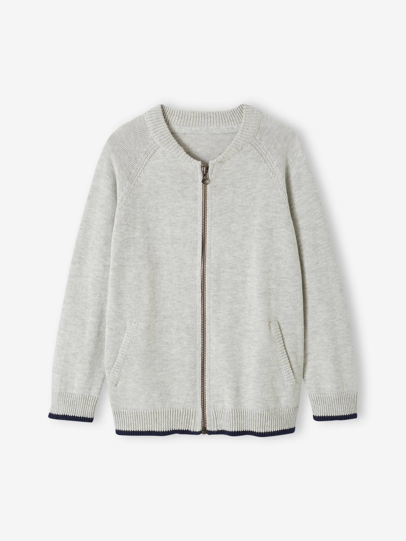 Gilet zippé style teddy personnalisable garçon gris chiné