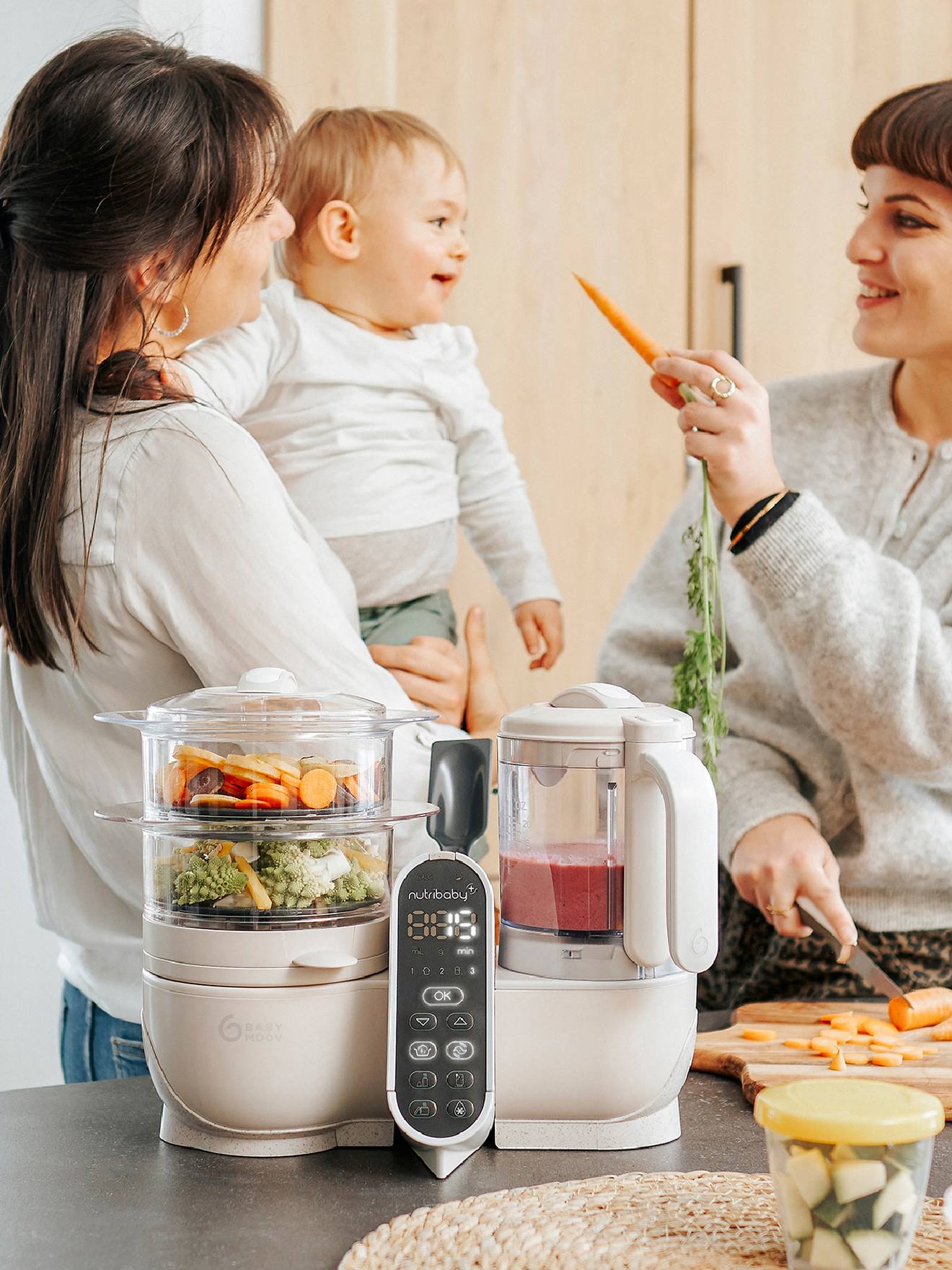Robot multifonction Nutribaby+ Préparateur culinaire cuiseur et mixeur beige (Babymoov) - Image 3