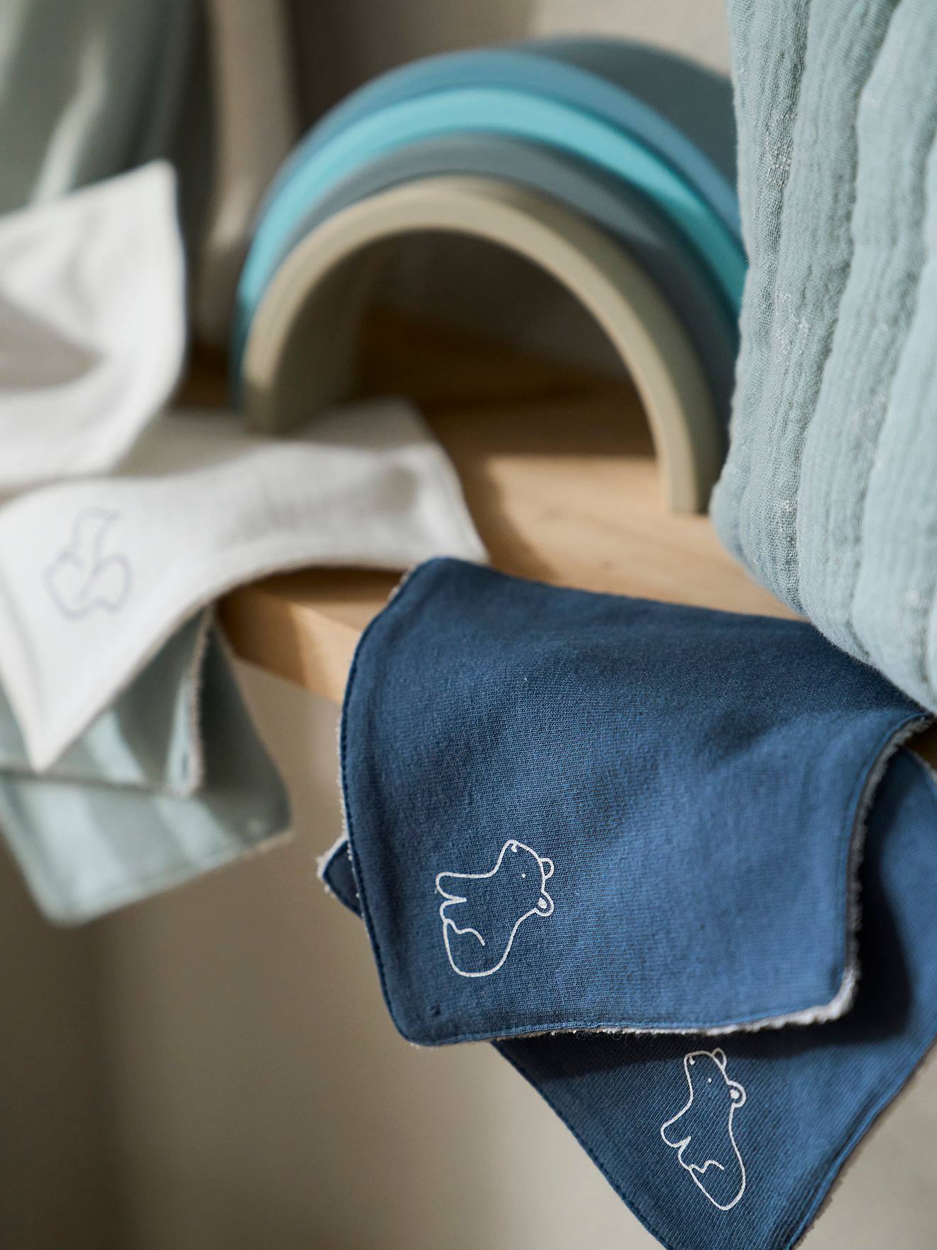 Lot de 6 lingettes lavables bleu grisé (Vertbaudet) - Image 2