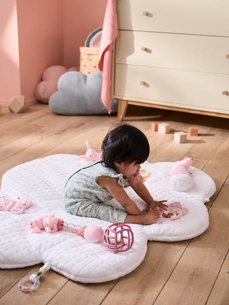 Vertbaudet - Tapis d'éveil Nuage VOYAGE AU PAYS ROSE blanc