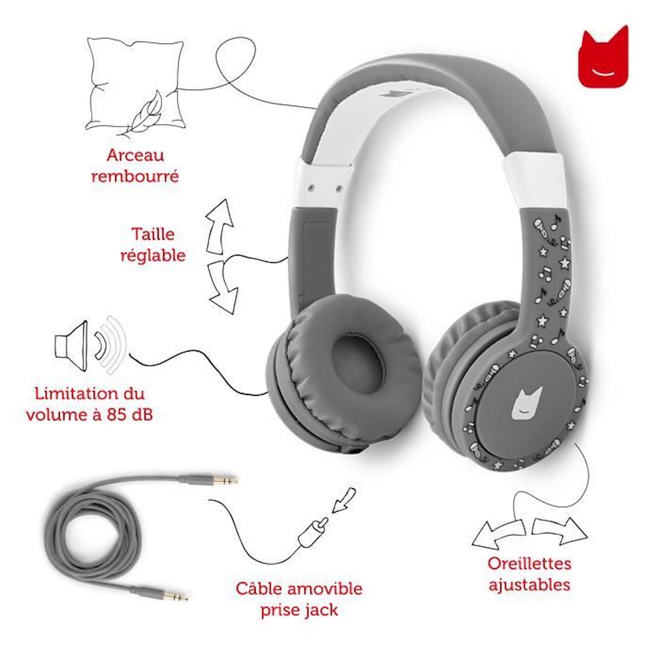 Casque Audio pour Enfant TONIES® - Tonie-Chuchote - Granite - Limiteur de  Volume Sonore à 85dB - Gris gris - Tonies