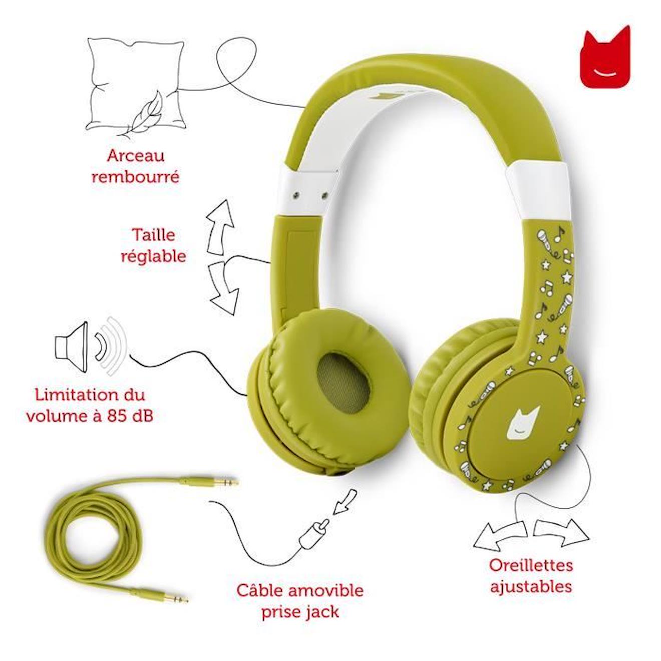 Casque Audio pour Enfant - TONIES® - Tonie-Chuchote - Vert - Limiteur de  volume sonore - Arceau ajustable vert - Tonies