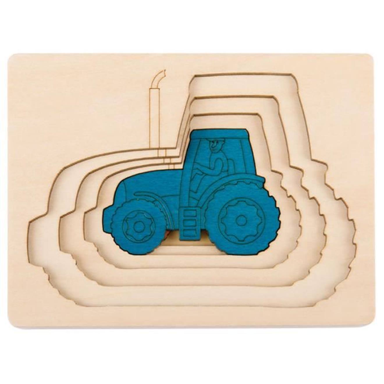 Puzzle 5 Tracteurs En 1 - Hape - George Luck - Moins De 100 Pièces - Beige Et Bleu - Scène De Vie Bl
