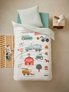 Linge de maison et décoration-Linge de lit enfant-Parure housse de couette + taie d'oreiller avec coton recyclé MOISSON