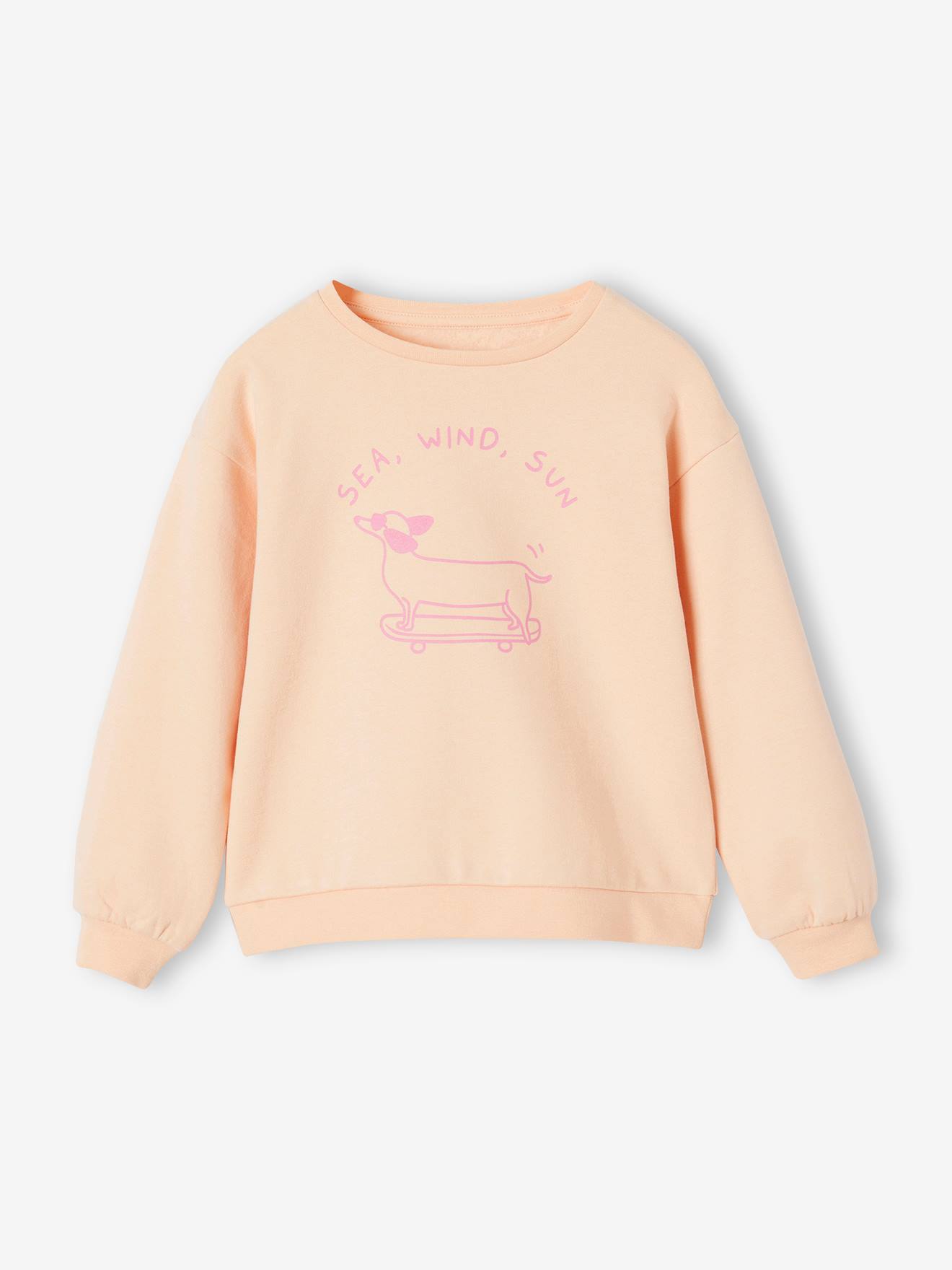 Sweat Basics motif placé fille abricot