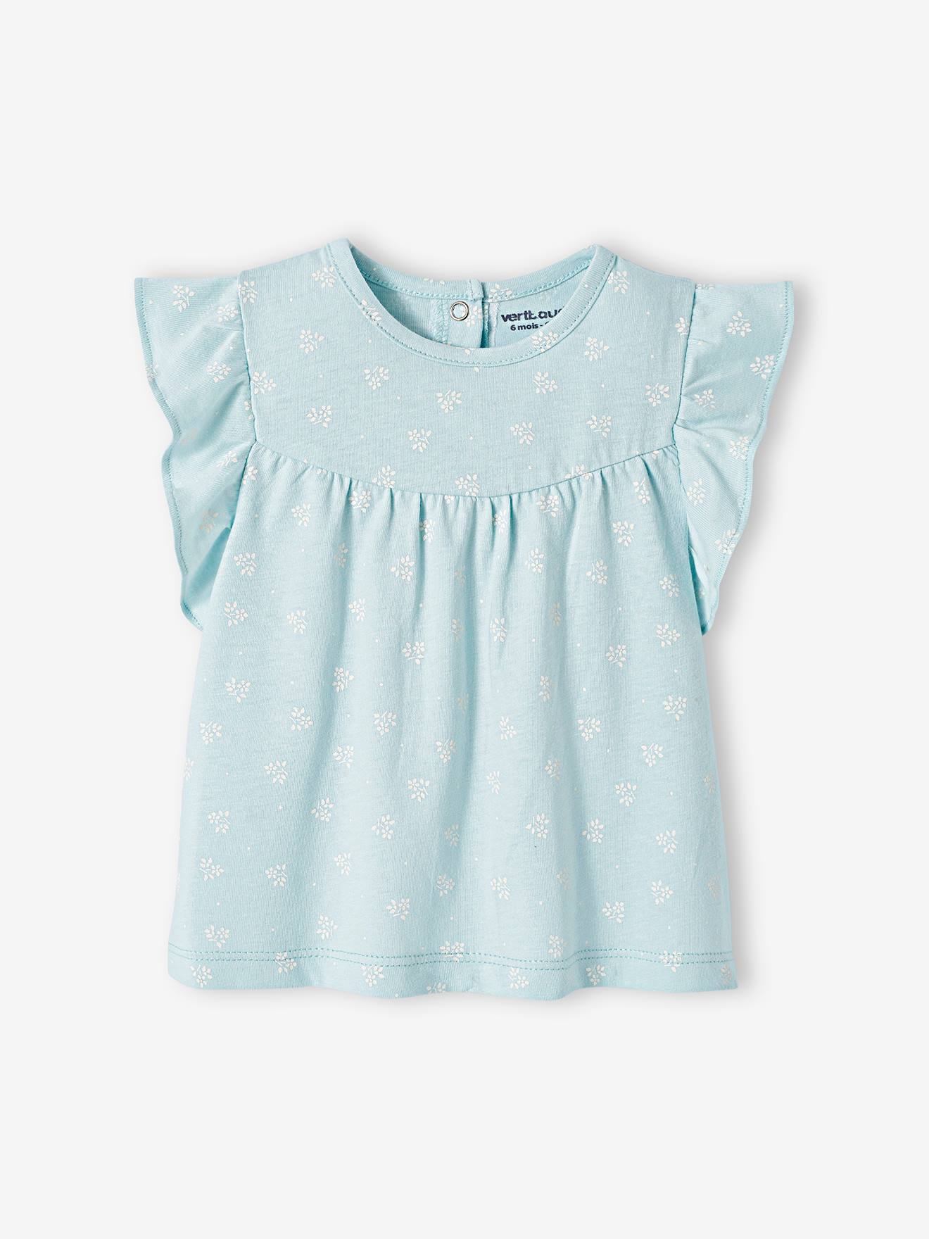 T-shirt imprimé fleurs bébé turquoise