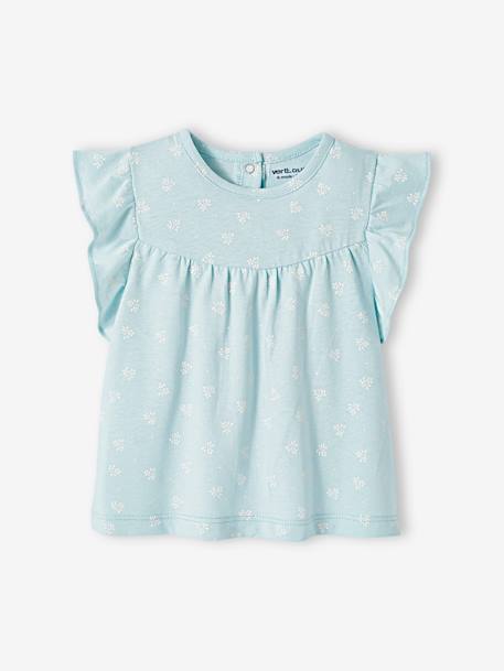T-shirt imprimé fleurs bébé marine imprimé+orange imprimé+turquoise 10 - vertbaudet enfant 