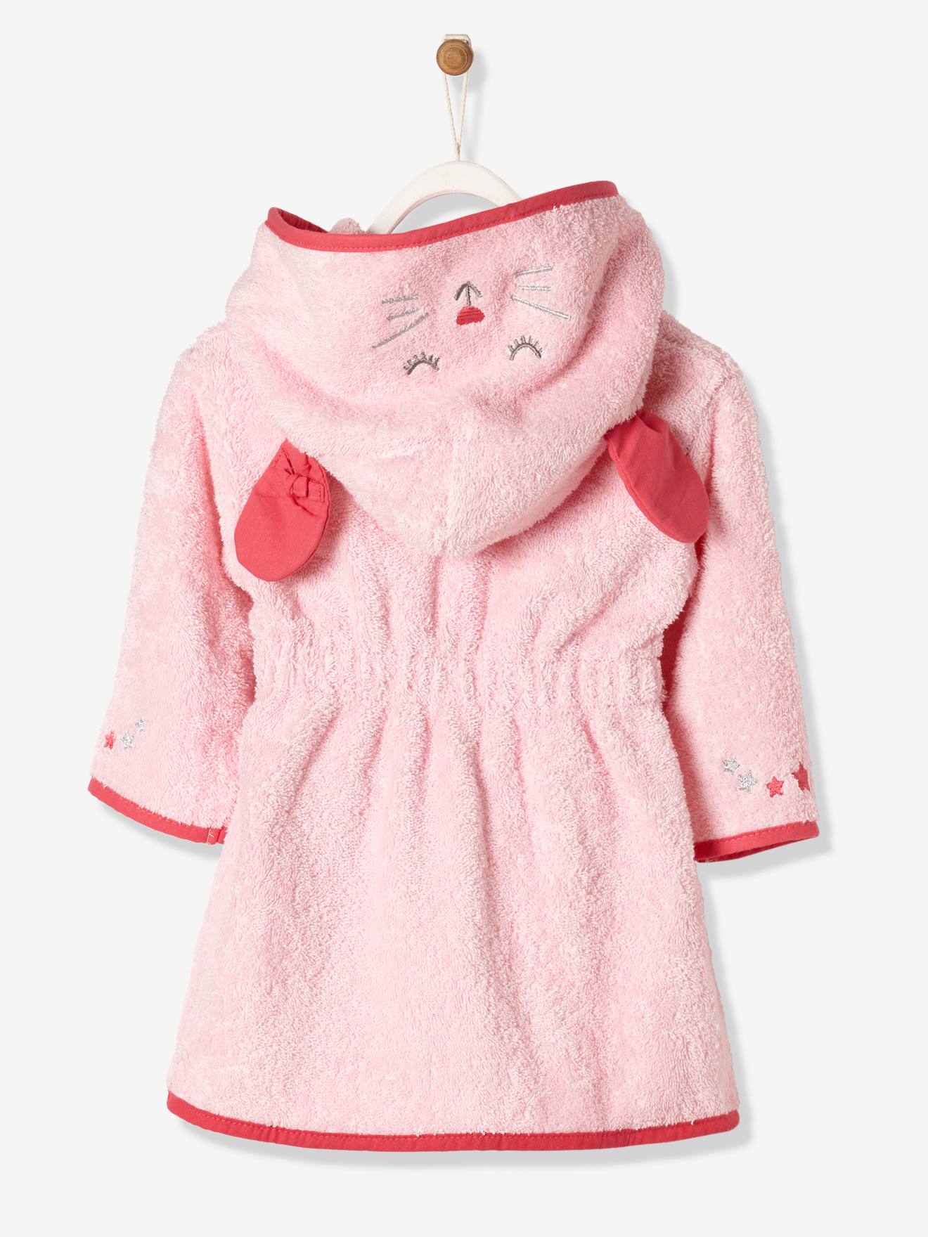 Peignoir De Bain Bebe Personnalisable Souris Oeko Tex Rose Vertbaudet