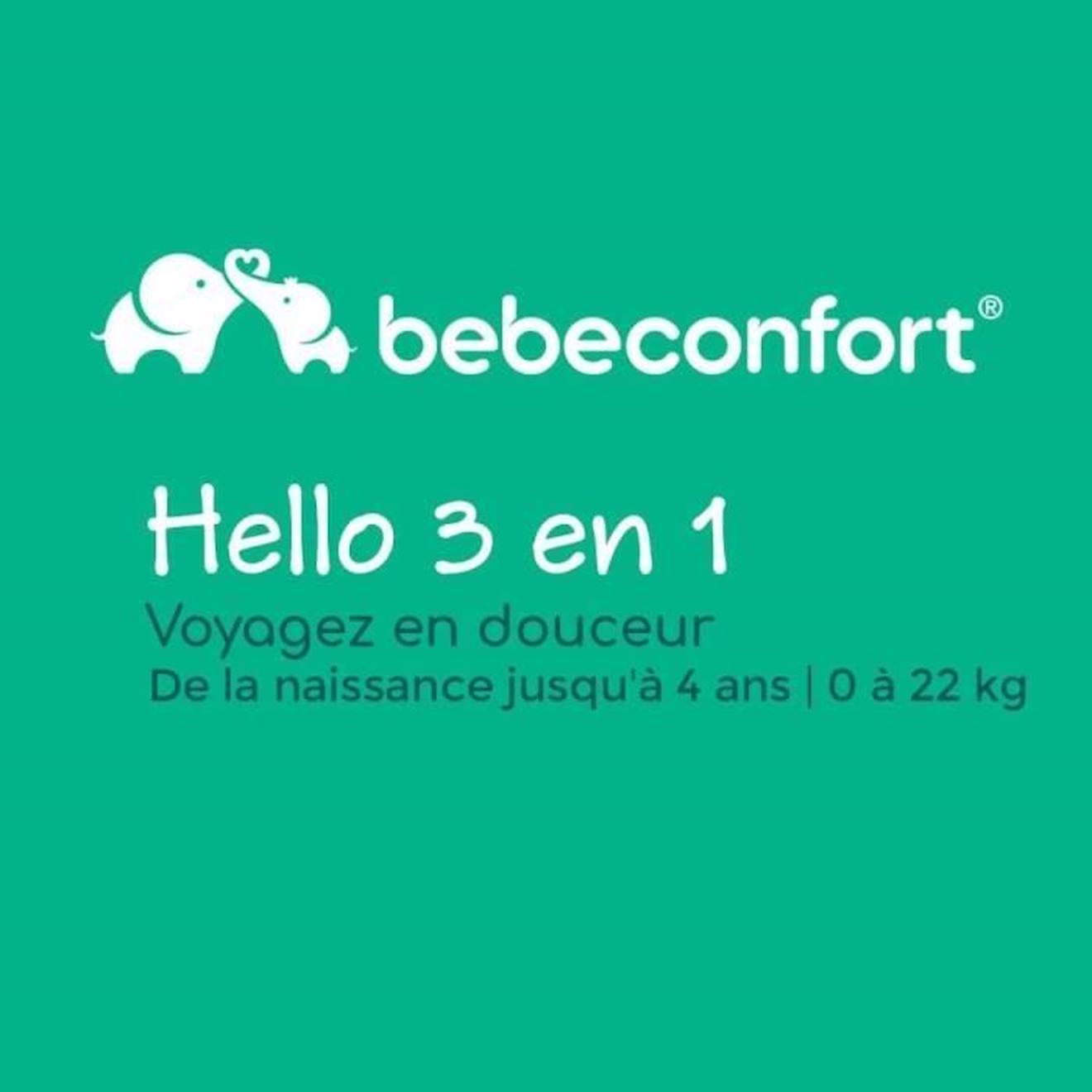 BEBECONFORT Poussette 3 en 1 Hello, avec nacelle intégrée + Siège auto Gr0  Cosi, 4 roues, Black Chic, naissance à 22kg (0-3 ans) - Cdiscount  Puériculture & Eveil bébé