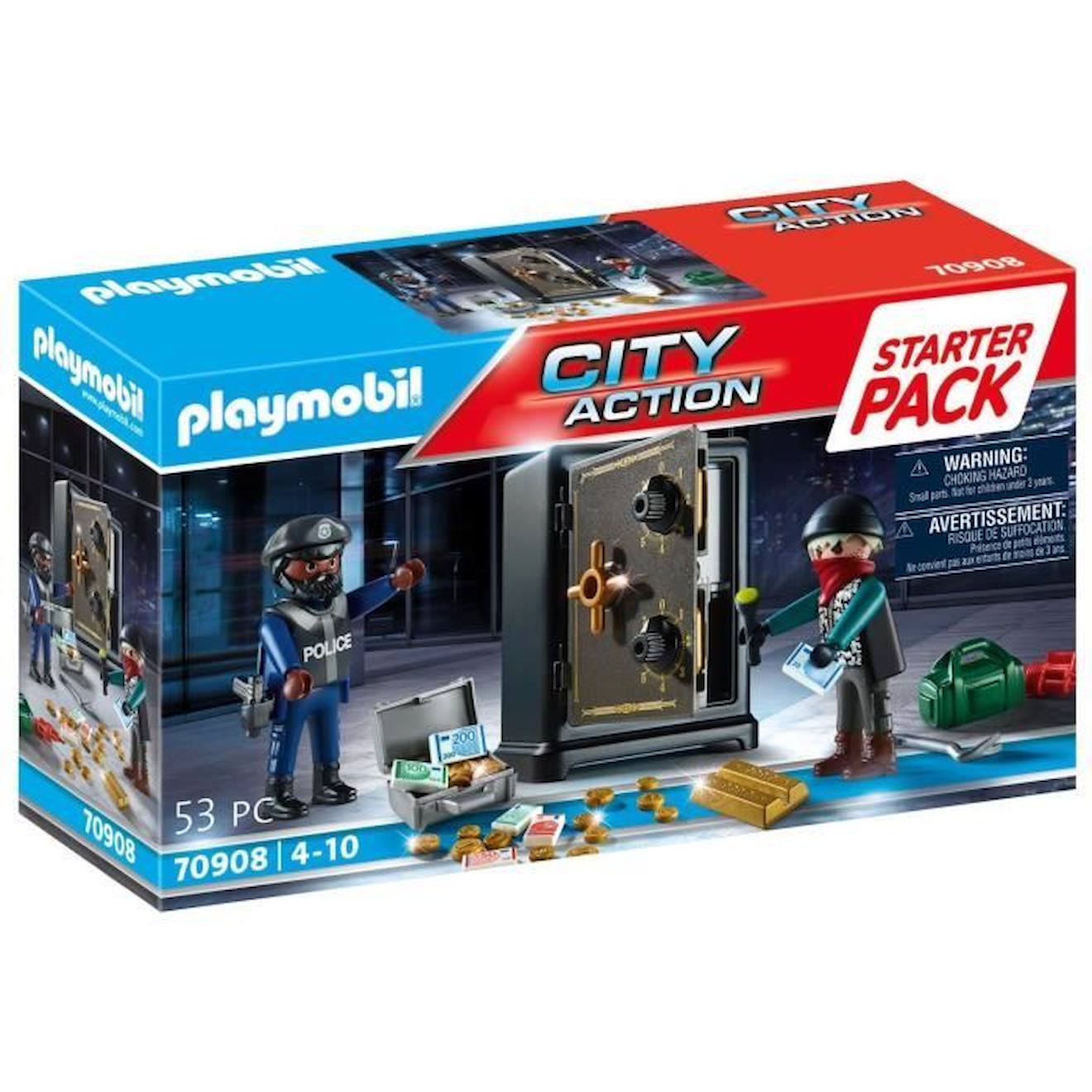 Playmobil - 70908 - Starter Pack Policier Cambrioleur De Coffre-fort Marron