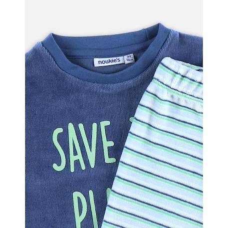 Pyjama 2 pièces imprimé 'Save the plenet' en velours BLEU 4 - vertbaudet enfant 