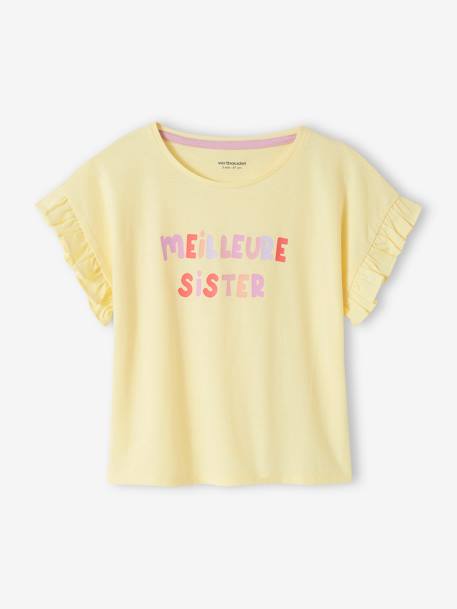 Pyjashort fille 'Meilleure Sister' jaune pastel 3 - vertbaudet enfant 