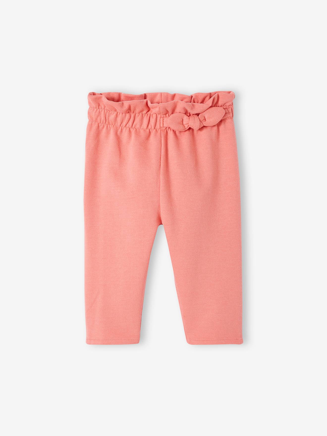 Pantalon en molleton bébé taille élastiquée BASICS corail