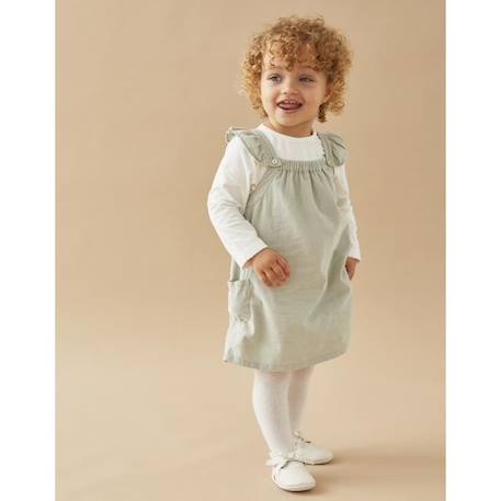 Bébé-Ensemble robe en coton côtelé et t-shirt manches longues uni