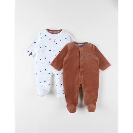 Bébé-Set de 2 pyjamas dors-bien imprimé ours en velours