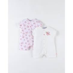 -Set de 2 combishorts - Non spécifié - Rose - Bébé - Fille - Imprimé oiseaux