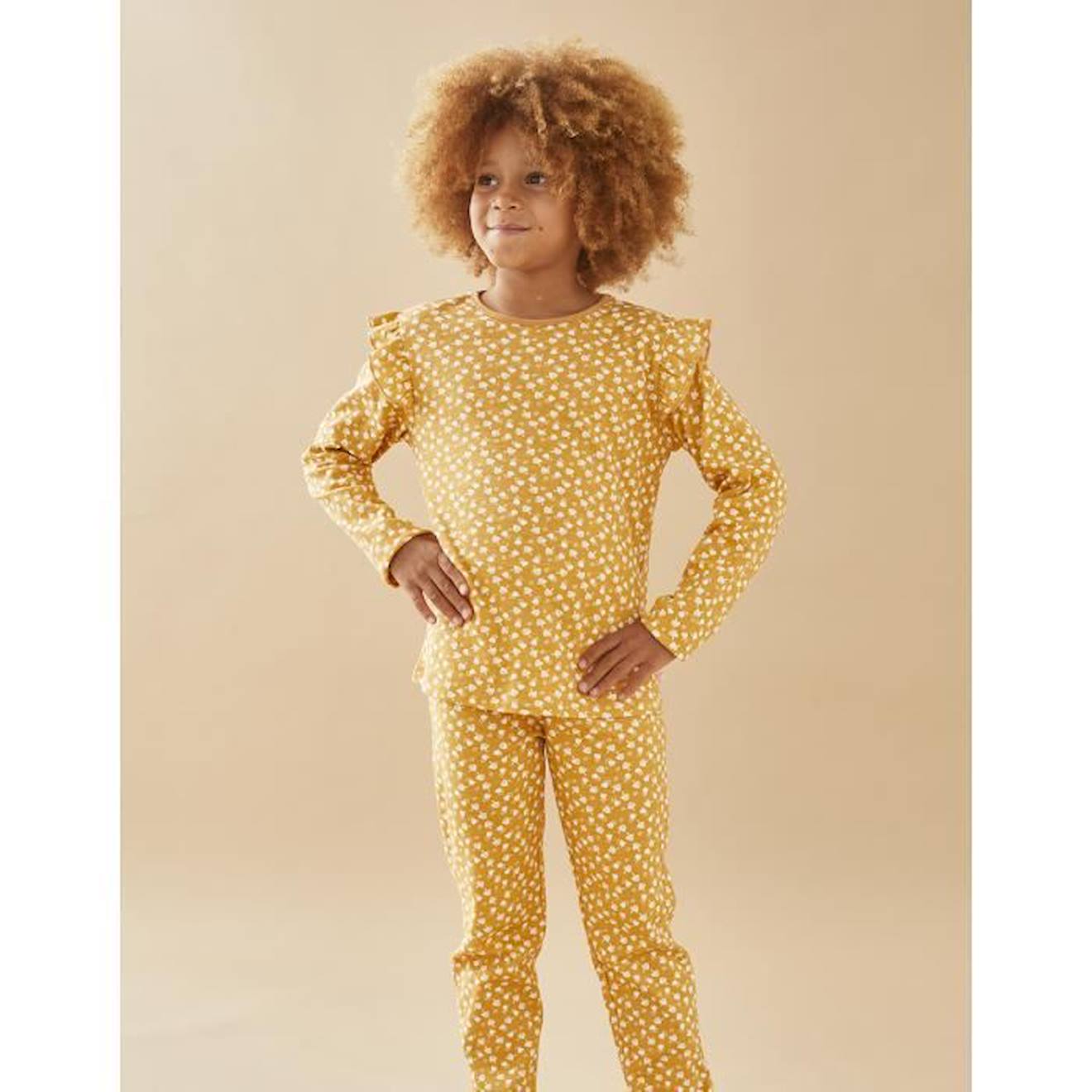 Pyjama 1 pièce fleuri en jersey jaune moutarde 3 mois - Made in Bébé