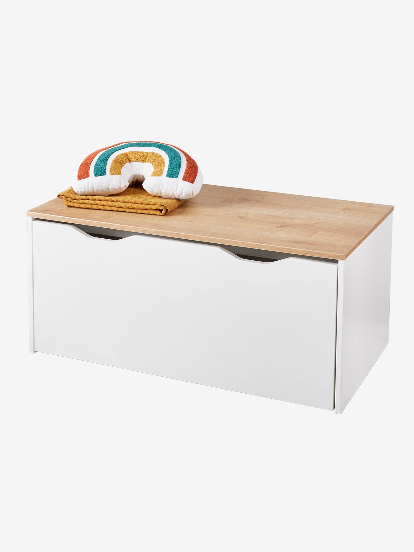 Coffre de rangement / banc à roulettes blanc (Vertbaudet) - Image 2