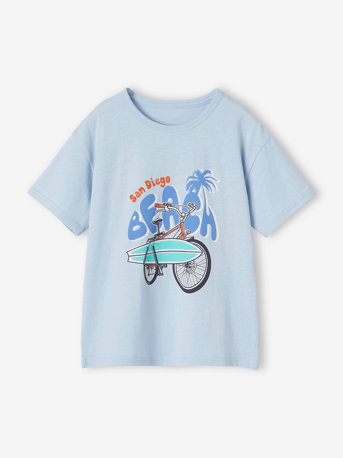 T-shirt motifs graphiques garçon manches courtes bleu ciel