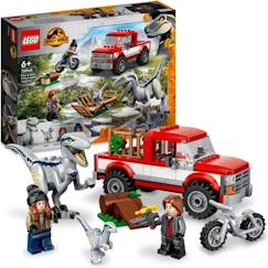 -LEGO® 76946 Jurassic World La Capture des Vélociraptors Beta et Blue, Véhicules à Construire et Minifigurines de Gardiens
