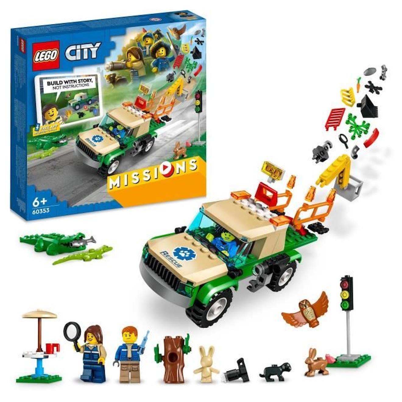 Lego® City 60353 Missions De Sauvetage Des Animaux Sauvages, Jouet De Construction Interactif Vert