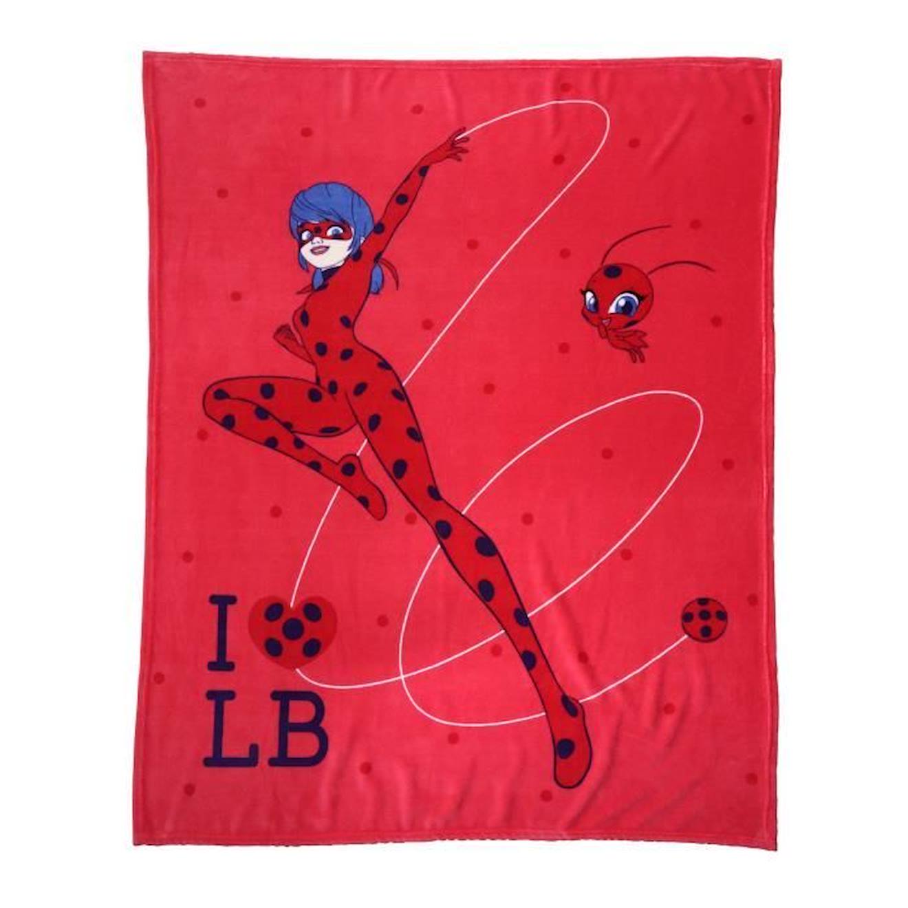 Plaid Polaire Imprimé, Miraculous Ladybug Jump. Taille : 125x150 Cm Rouge