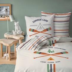 Linge de maison et décoration-Linge de lit enfant-Parure de lit imprimée 100% coton, SUMMER CAMP. Taille : 140x200 cm