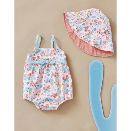 Bébé-Maillot de bain, accessoires de plage-Maillot double protection à imprimé papillon multicolore rose