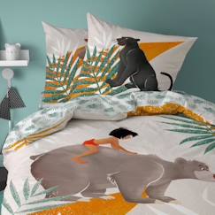 Linge de maison et décoration-Linge de lit enfant-Parure de lit imprimée 100% coton, DISNEY LE LIVRE DE LA JUNGLE HAPPY. Taille : 140x200 cm
