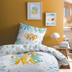Linge de maison et décoration-Linge de lit enfant-Parure de lit imprimée 100% coton, DISNEY LE ROI LION SIMBA. Taille : 140x200 cm