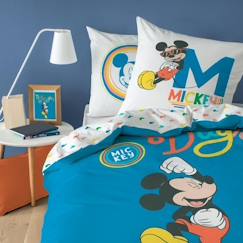 Linge de maison et décoration-Linge de lit enfant-Parure de lit imprimée 100% coton, DISNEY MICKEY GOOD DAYS. Taille : 140x200 cm