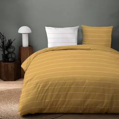 Linge de maison et décoration-Linge de lit enfant-Parure de lit imprimée 100% coton, STRIPES 140x200 cm TOFFEE
