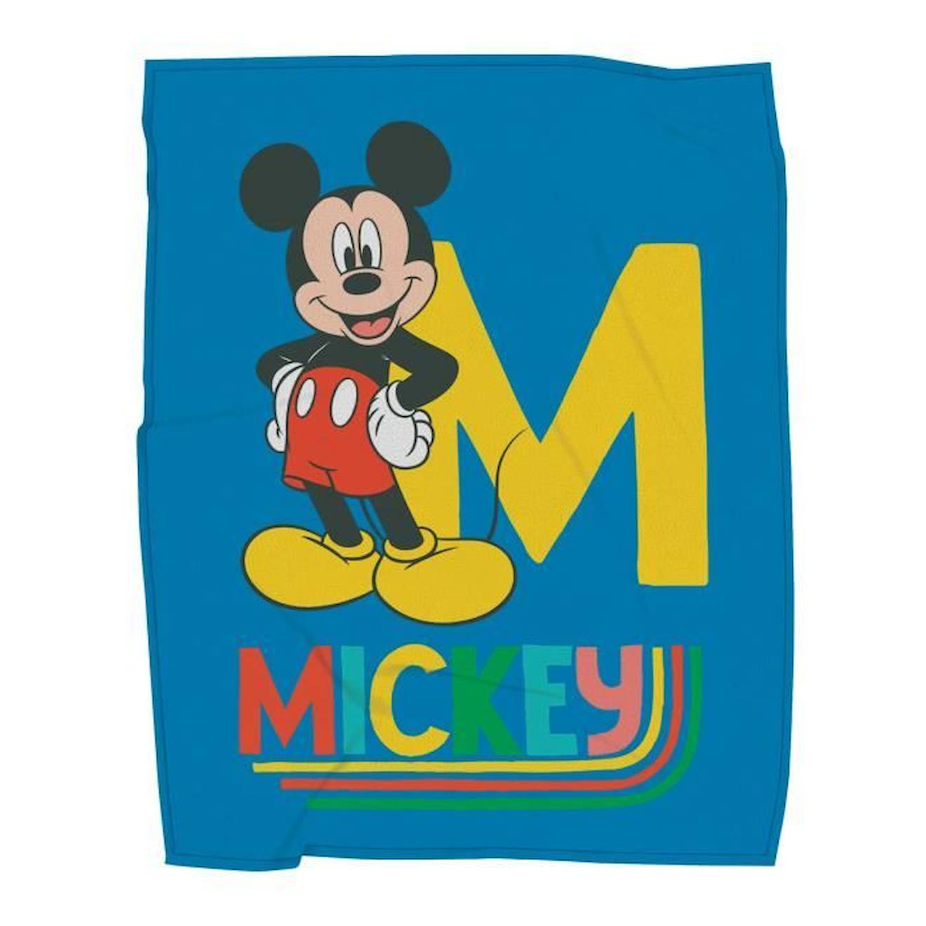 Plaid Polaire Imprimé, Disney Mickey Good Day. Taille : 125x150 Cm Bleu