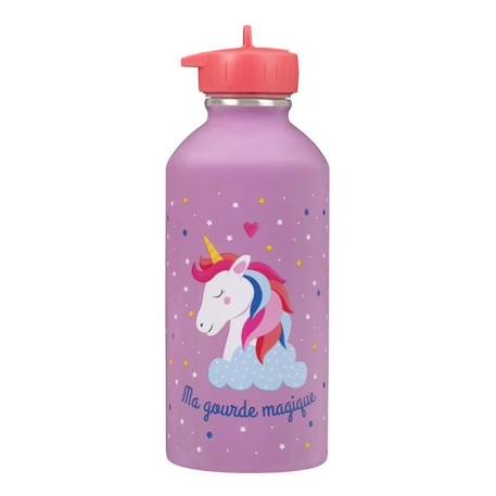 Fille-Gourde enfant Acier inoxydable - Facile à nettoyer - Gourde réutilisable - Contenance 300ml - 17cm x 6,5cm - Ma gourde magique