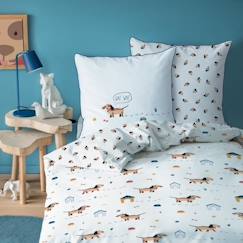 Linge de maison et décoration-Linge de lit enfant-Parure de lit imprimée 100% coton, WAF WAF. Taille : 140x200 cm