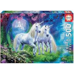Puzzle Fantastique - EDUCA - 500 pièces - Licornes dans la forêt  - vertbaudet enfant